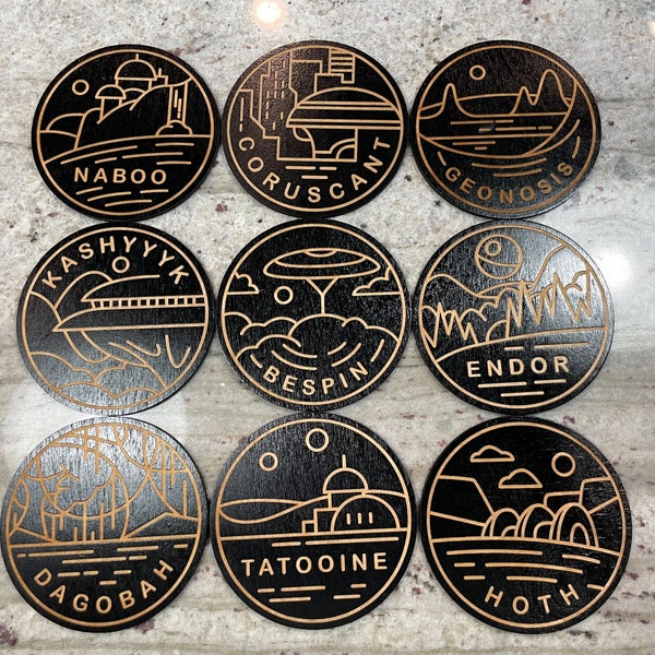 Star Wars Planets Wooden Coaster Set