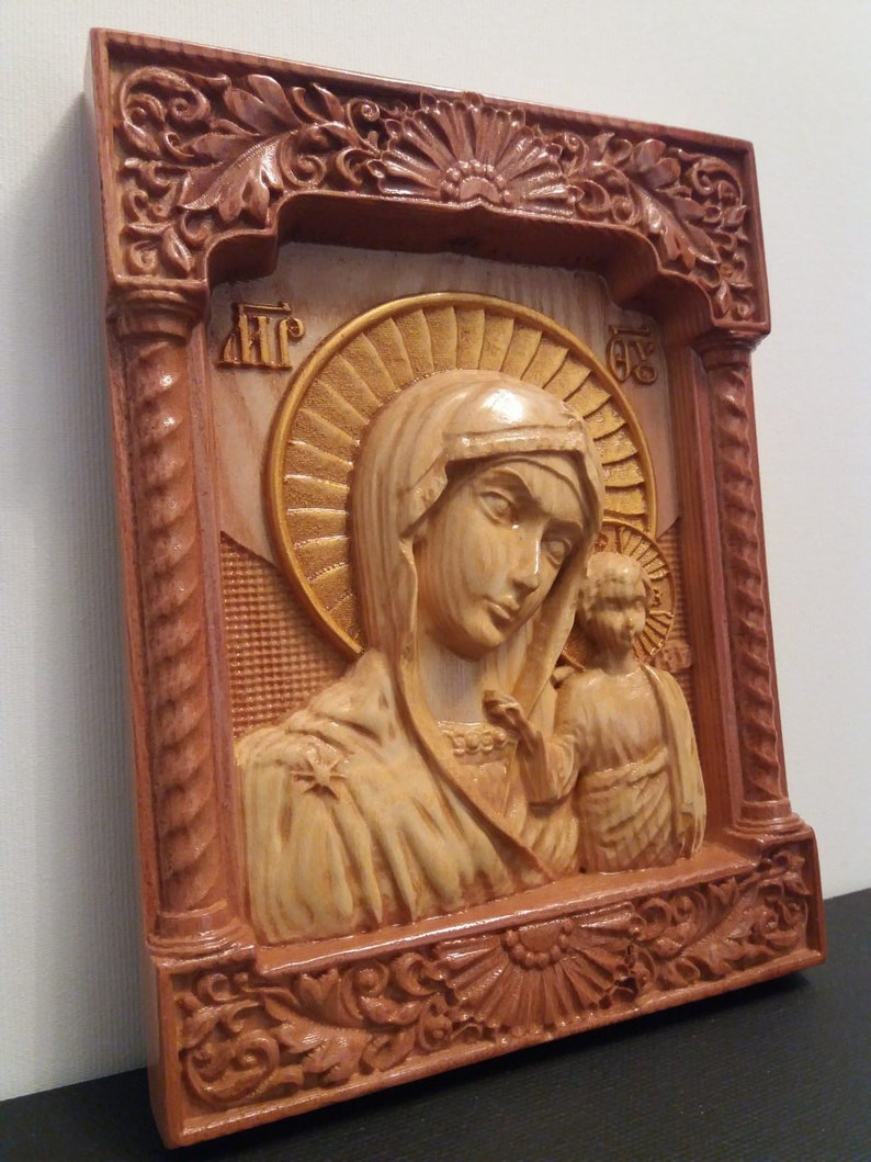 Carved  icon Tihvin God of Mother image 2