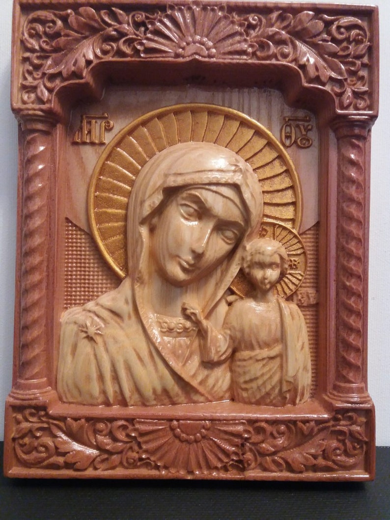 Carved  icon Tihvin God of Mother image 0