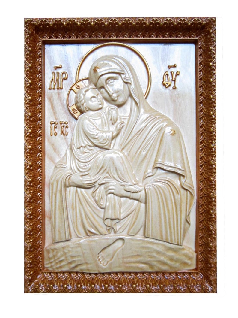 Carved Pochaev icon of Mother of God image 0
