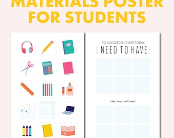 What Do I Need For Class Today? Poster for elementary and secondary classrooms