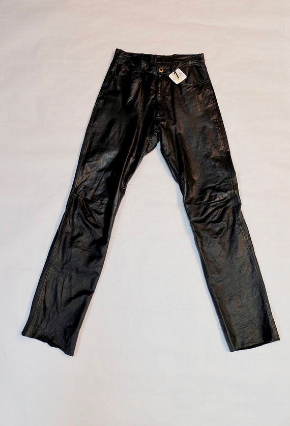 Vintage tight leather pants, Black leather, small… - image 4