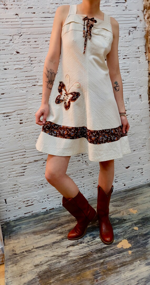 peasant boho dress, festival Butterfly appliqué, … - image 4