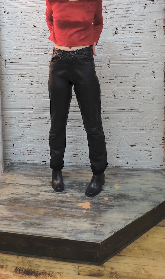 Vintage tight leather pants, Black leather, small… - image 1