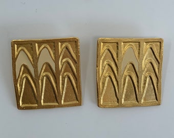 Vintage Clip On Earrings, Vintage Costume Jewelry, Gold Clip On Earrings, 1980s Earrings