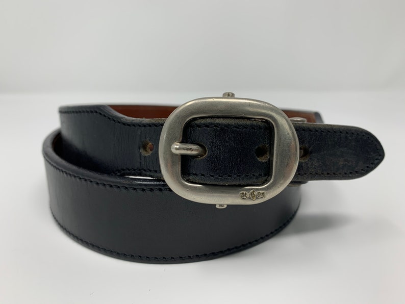 Vintage Ralph Lauren Black Leather Belt, High Waisted Black Leather Belt, Genuine Leather Belt, Vintage Black Leather Belt image 1