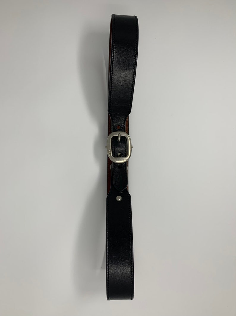 Vintage Ralph Lauren Black Leather Belt, High Waisted Black Leather Belt, Genuine Leather Belt, Vintage Black Leather Belt image 2