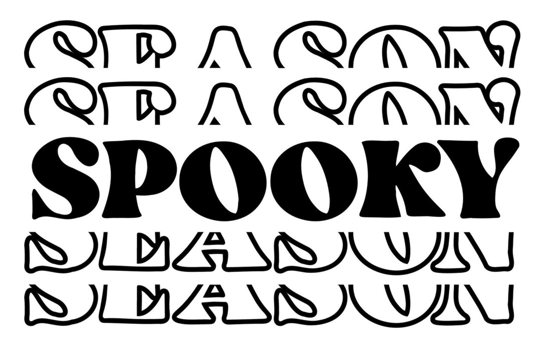 Black and White Spooky Season Graphic SVG , PNG , ESP Files High