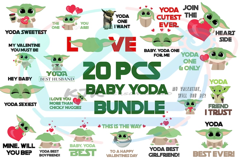 Download Baby Yoda 20 pcs Valentine's Day Bundle svg eps png dxf | Etsy