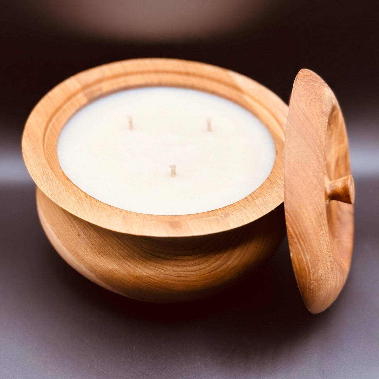 Eco Interior Candles Teak Wood Bowls Hand Made Aroma Candle Wax