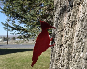 Wood Pecker -Metal Woodpecker -Tree Mounted Sign-Spring Decor-Outdoor Yard Art-Metal Gardening Decor-Planter Decoration