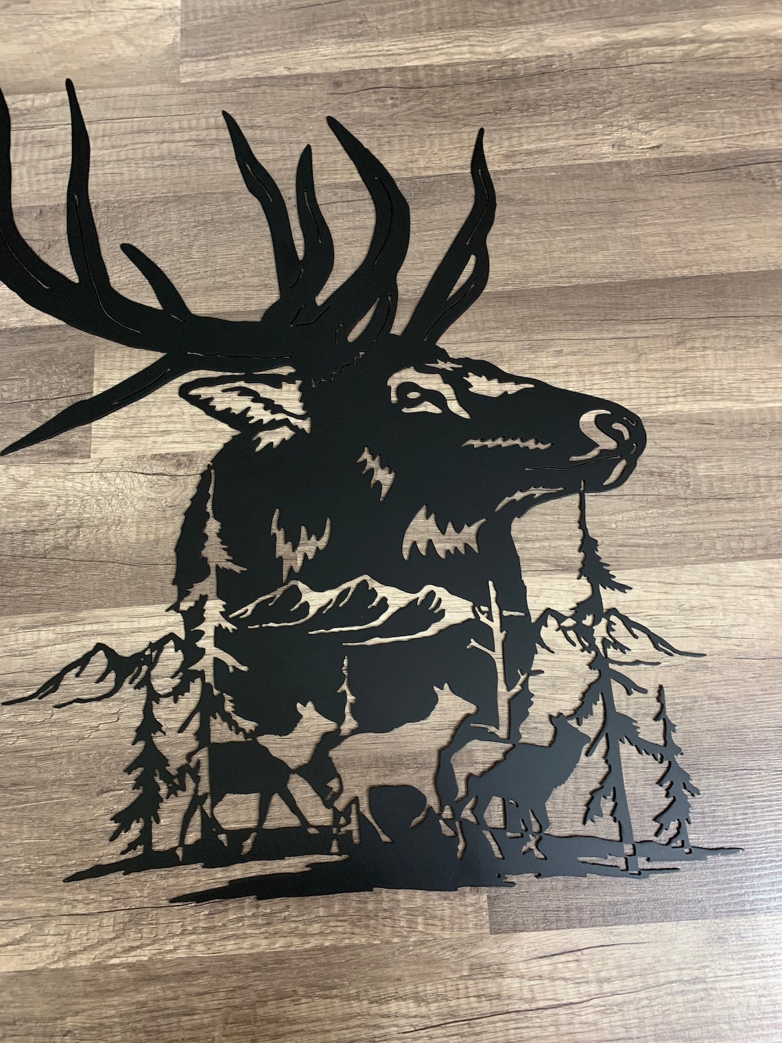 Elk Wall Muralmetal Elk Sign Hunting Christmas Giftcabin Etsy