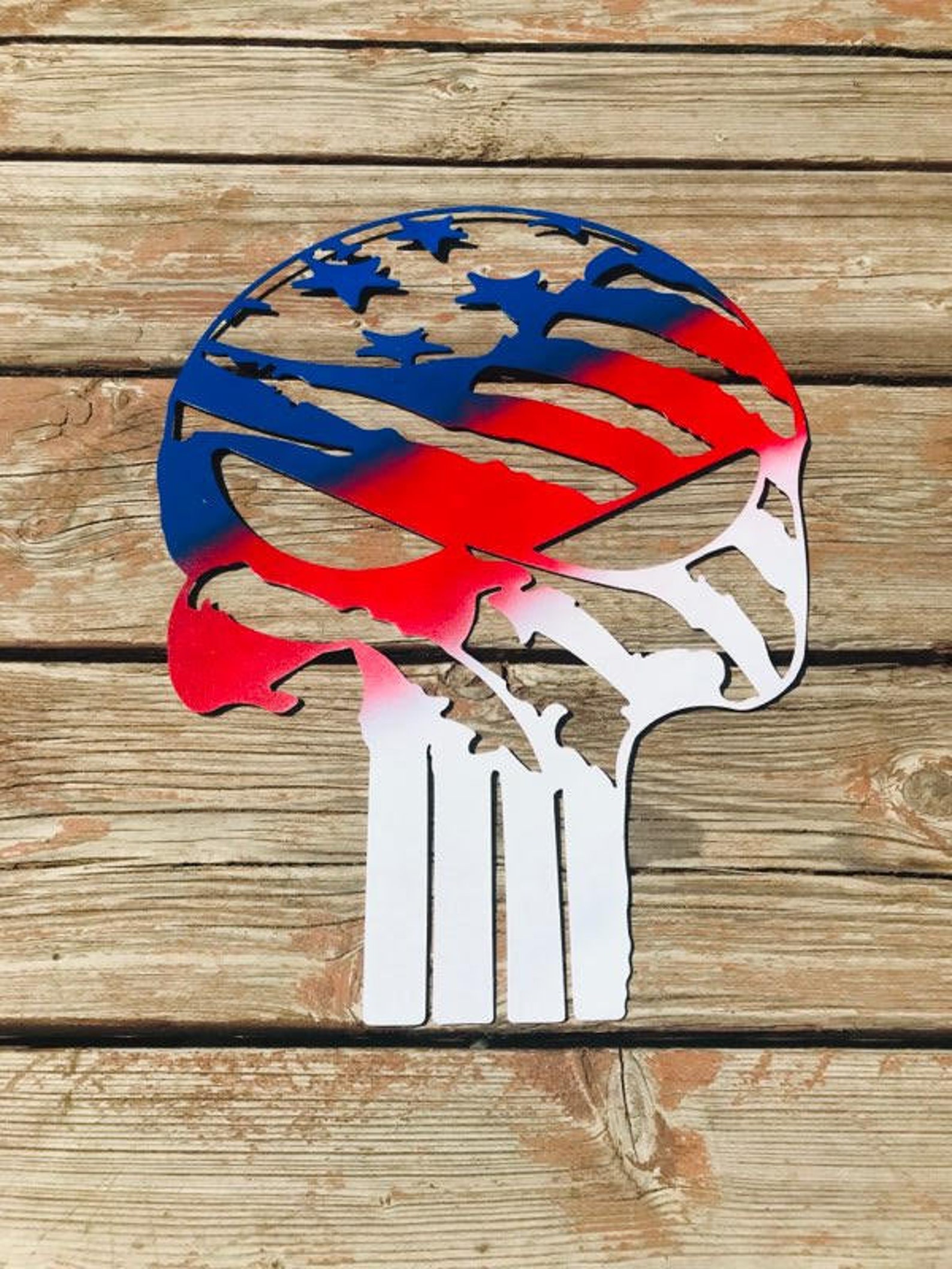 Red White and Blue Punisher skull Punisher skull USA sign Etsy