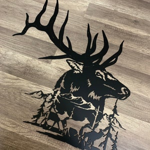 Elk Wall Mural-metal Elk Sign Hunting Christmas Gift-cabin - Etsy