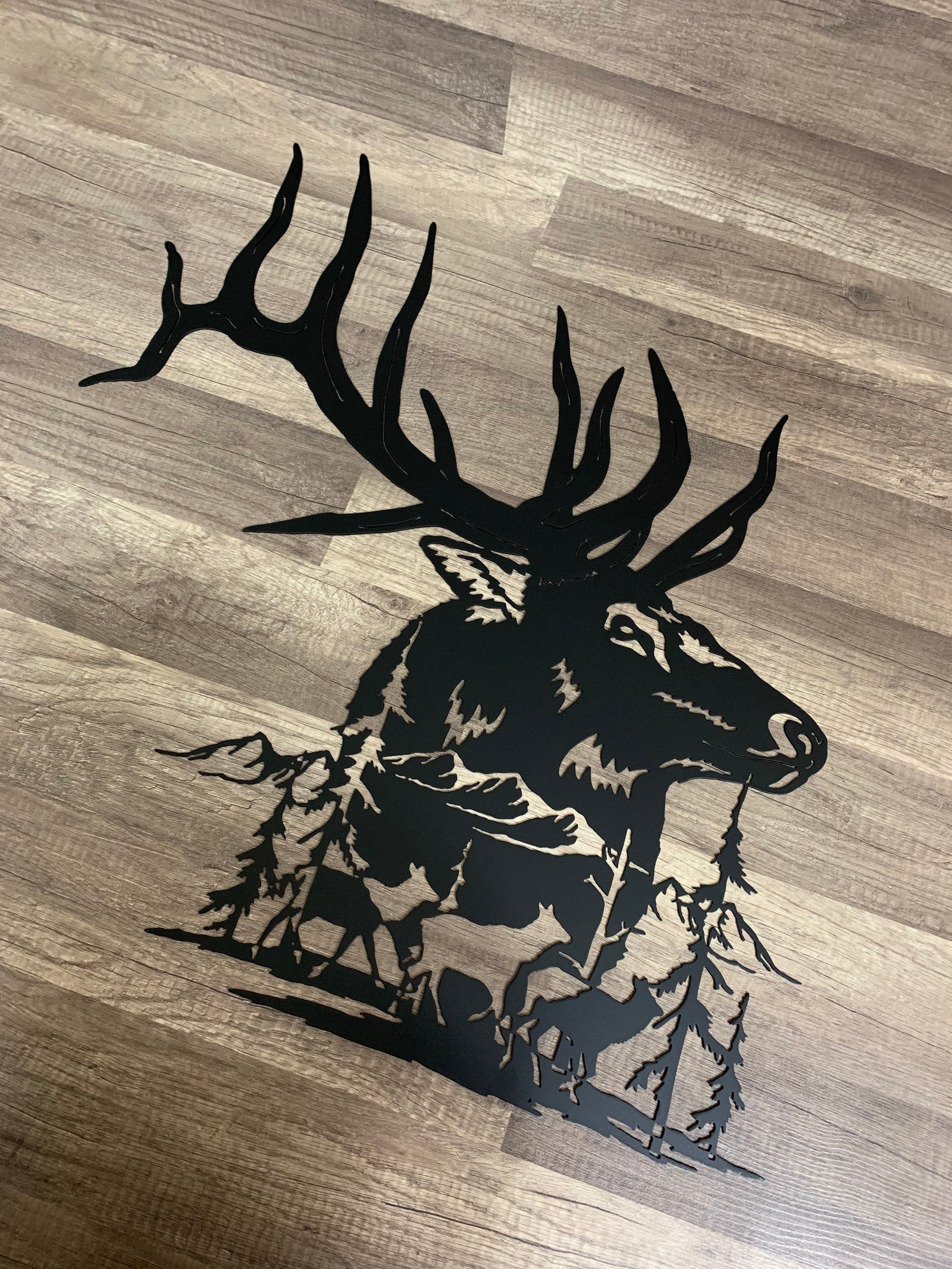 Elk Wall Muralmetal Elk Sign Hunting Christmas Giftcabin Etsy