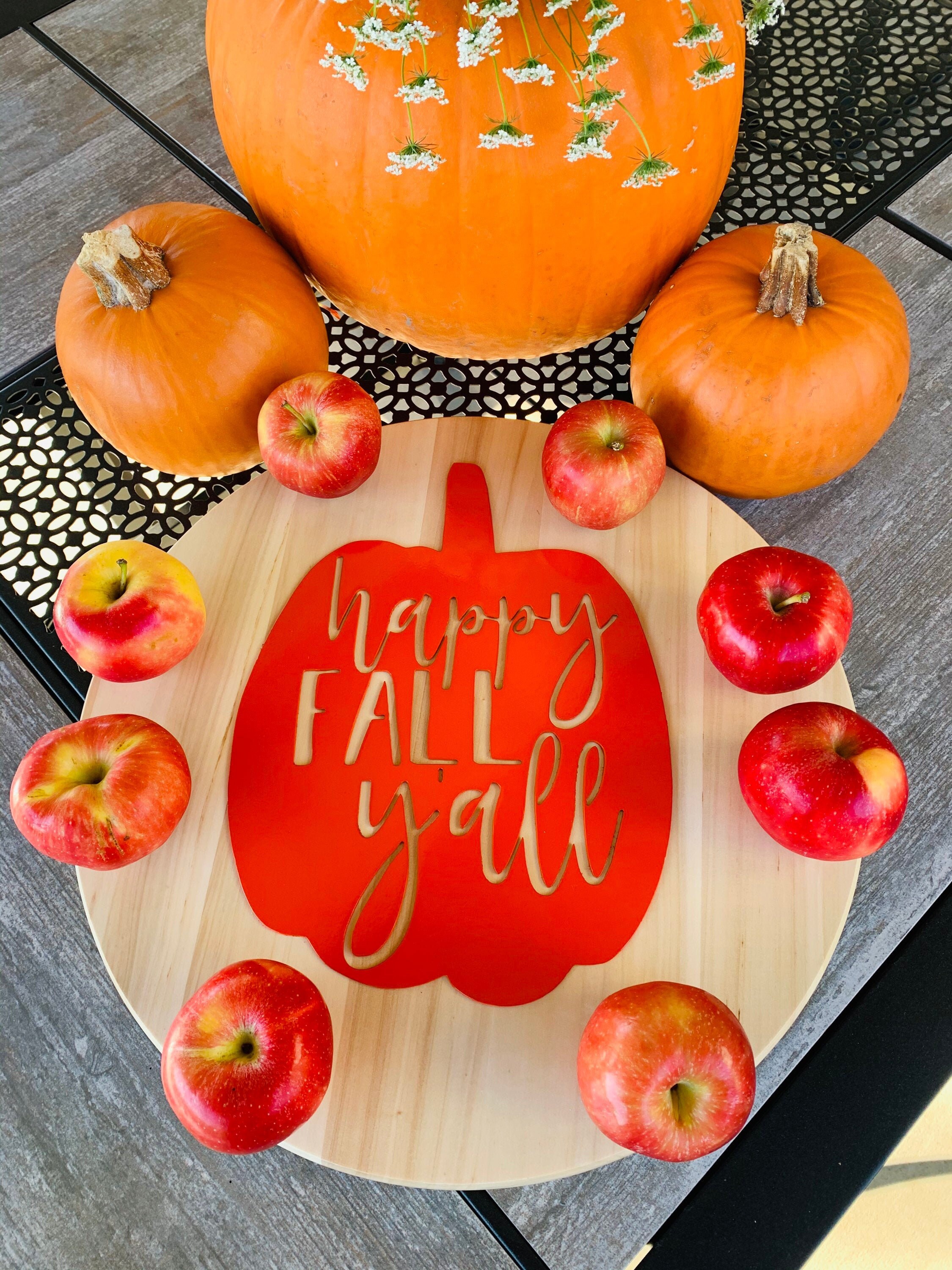 Fall Decor Sign Happy Fall Yall Decorautumn Pumpkin Etsy