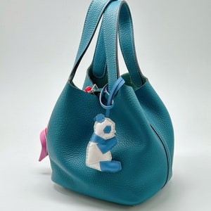 US Tariff Absorbed - Handmade calf leather panda bag charm