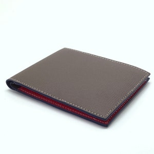 Handgemaakte bifold echte kalfsleer slanke portemonnee 8 kaart slots