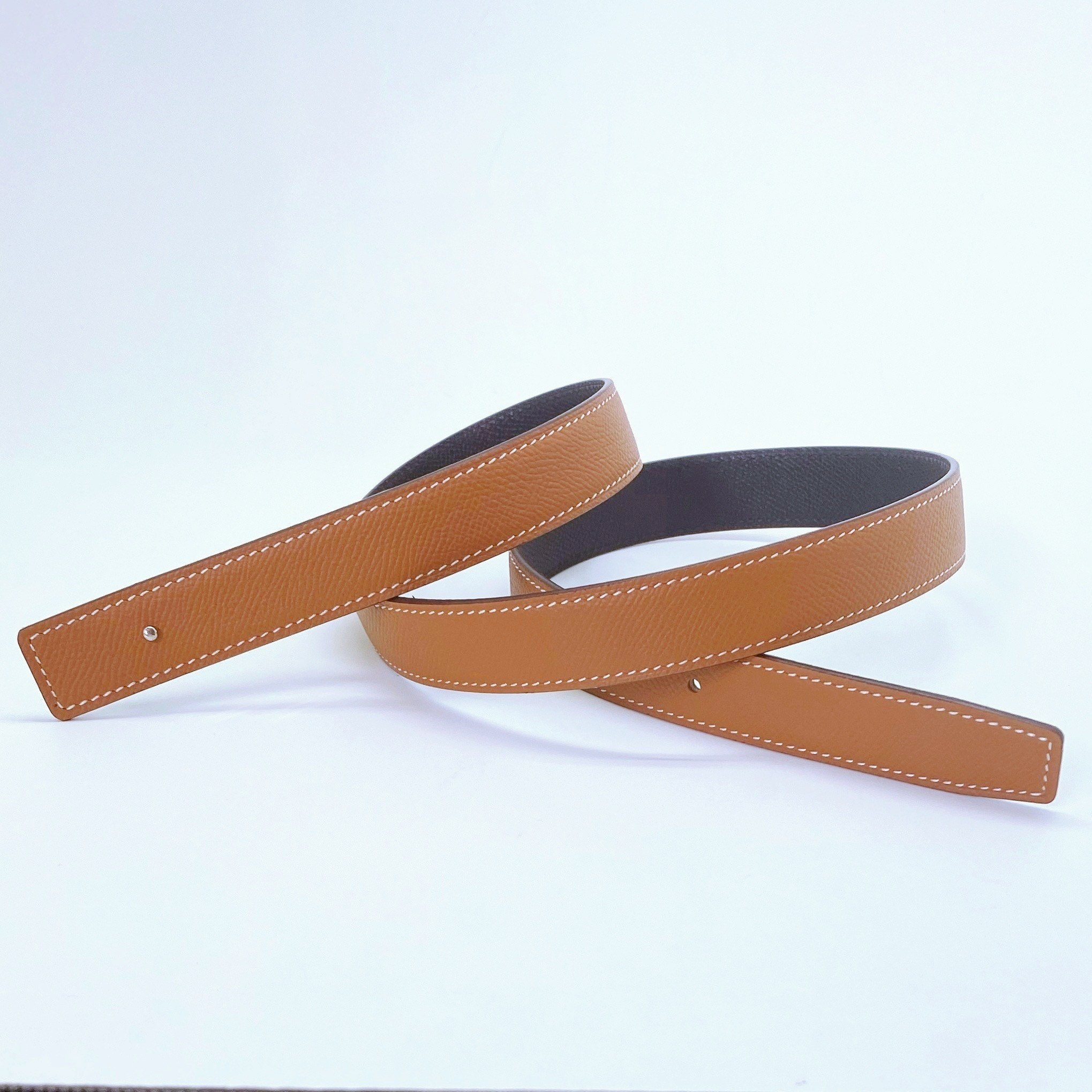 Hermès Black and Etoupe Reversible Belt Strap 32mm