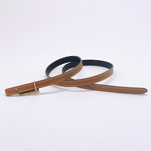 US Tariff Absorbed - Handmade 13mm genuine calf leather reversible belt strap also a replacement belt for 13mm buckle