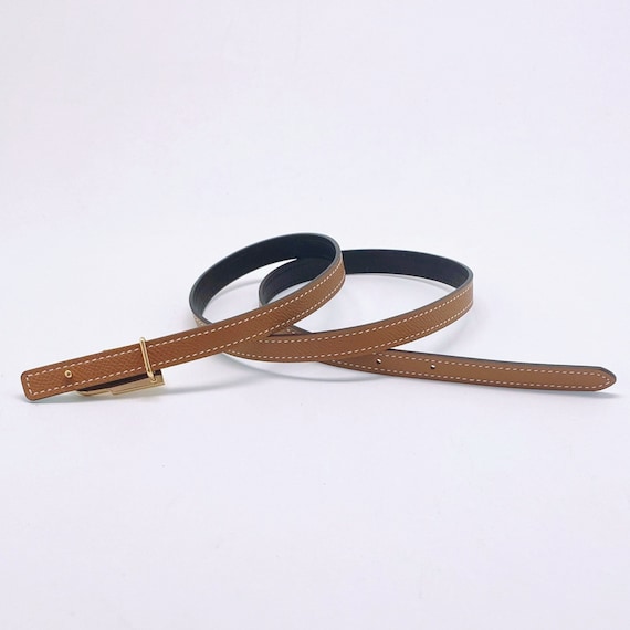 Handmade 13mm Genuine Calf Leather Reversible Belt Strap Also a