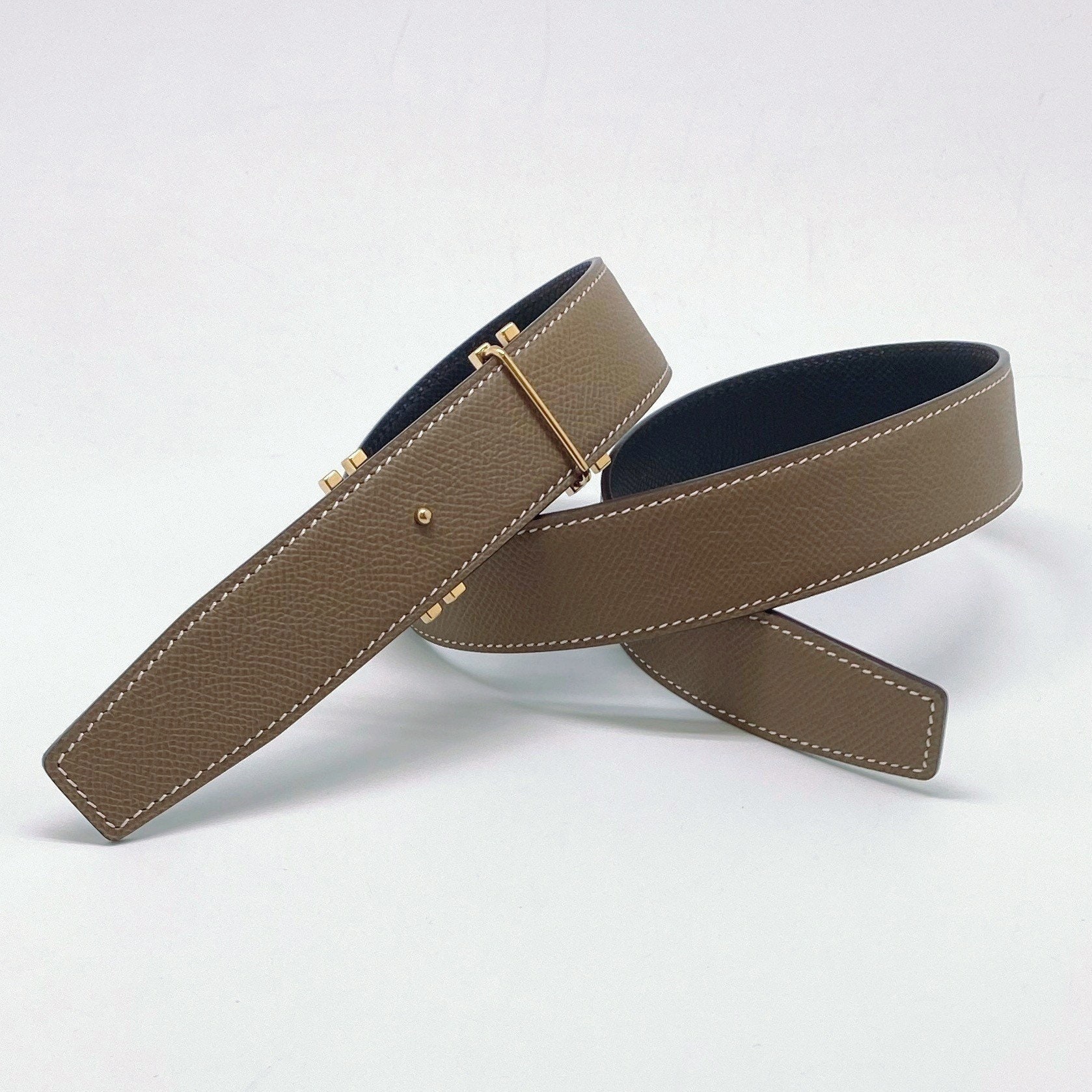H Martelee belt buckle & Leather strap 32 mm