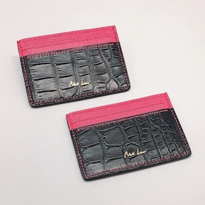 Handgemaakte schapen Huid alligator huid Credit Card Houder Gratis Verzending