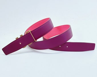 Reversible Belt Leather Belt Patent Leather Cognac 40 Mm 1.5  display picture 2