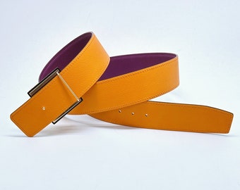 US Tariff Absorbed - Handmade 42mm genuine calf leather reversible belt strap also a replacement belt for 42mm buckle