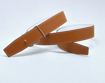 COWHIDE REVERSIBLE BELT // Vintage 80's off White Brown