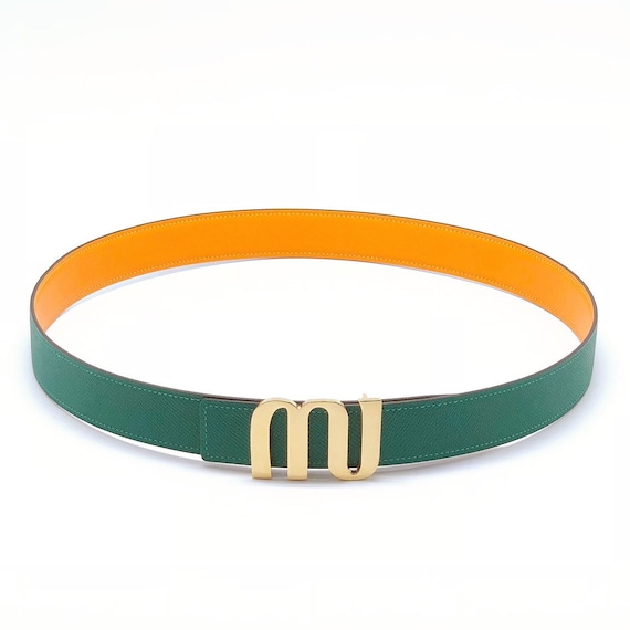 Handmade 32mm genuine calf leather reversible belt strap size 90,95with  Matt Lucas buckle also a replacement belt for Hermes 32mm buckle