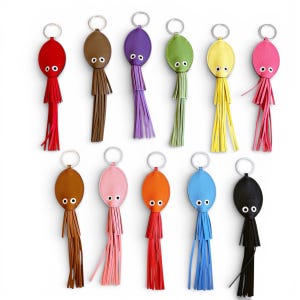 US Tariff Absorbed - Handmade calf leather squid bag charm and keychain