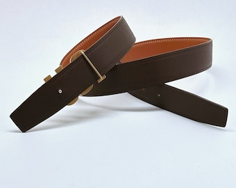 Arancel estadounidense absorbido: correa de cinturón reversible de piel de becerro de 32 mm hecha a mano, también un cinturón de repuesto para cualquier hebilla de 32 mm