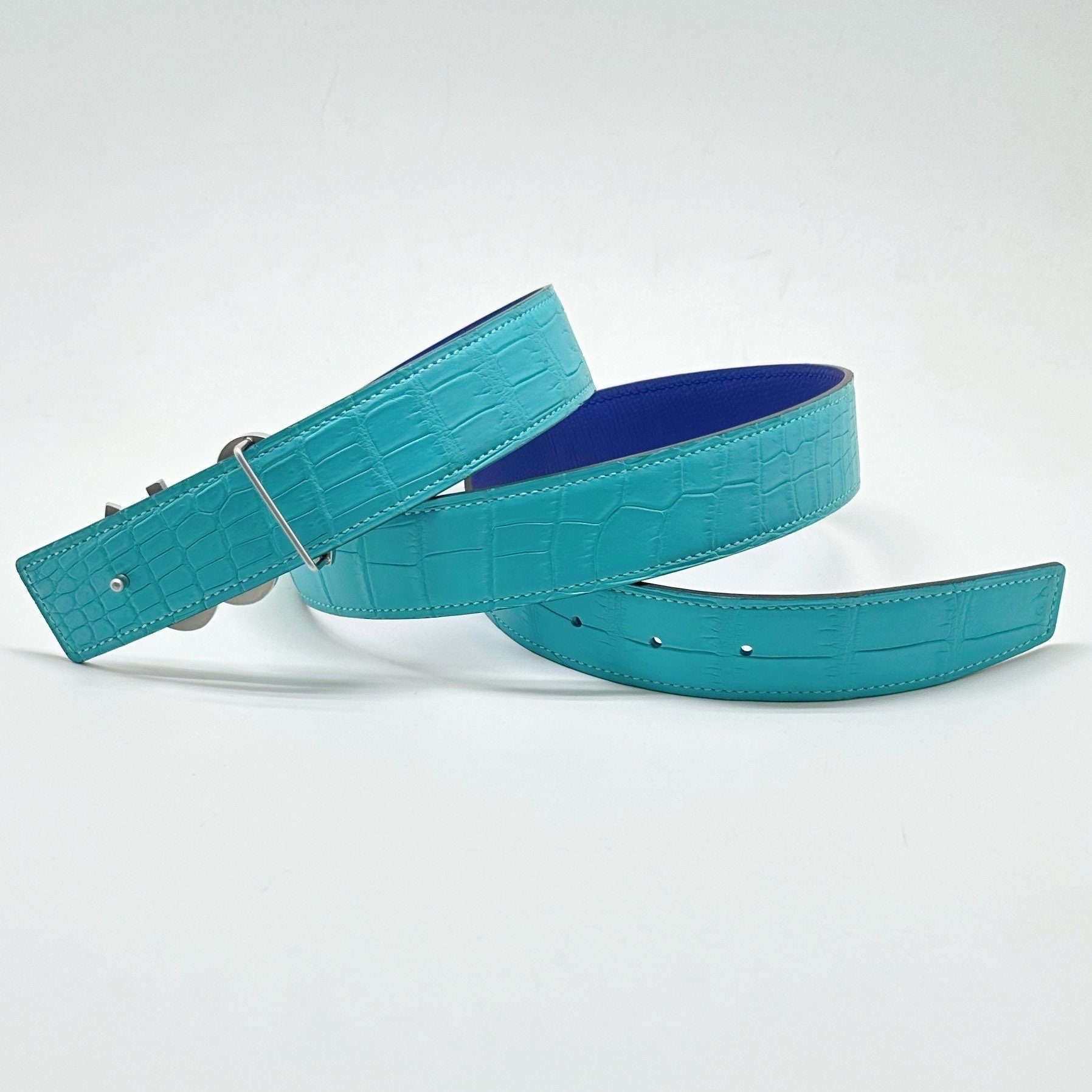 Vintage Circa Genuine Turquoise Alligator Belt Turquoise Alligator Belt - Etsy main image 4