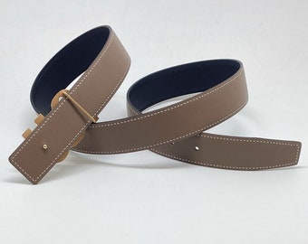 US Tariff Absorbed - Handmade 32mm genuine calf leather reversible belt strap also replacement belt for 32mm buckle