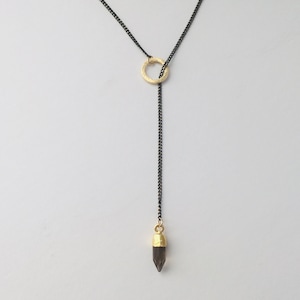 Sherley Smoky Quartz Long Necklace -  mother day gift, birthday gift, Mother gift, smoky quartz, lariat necklace valentine's day gift