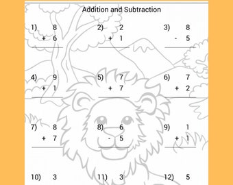Math 1st grade workbook sheets, kids math learning addition subtraction, 1- 10 numbers