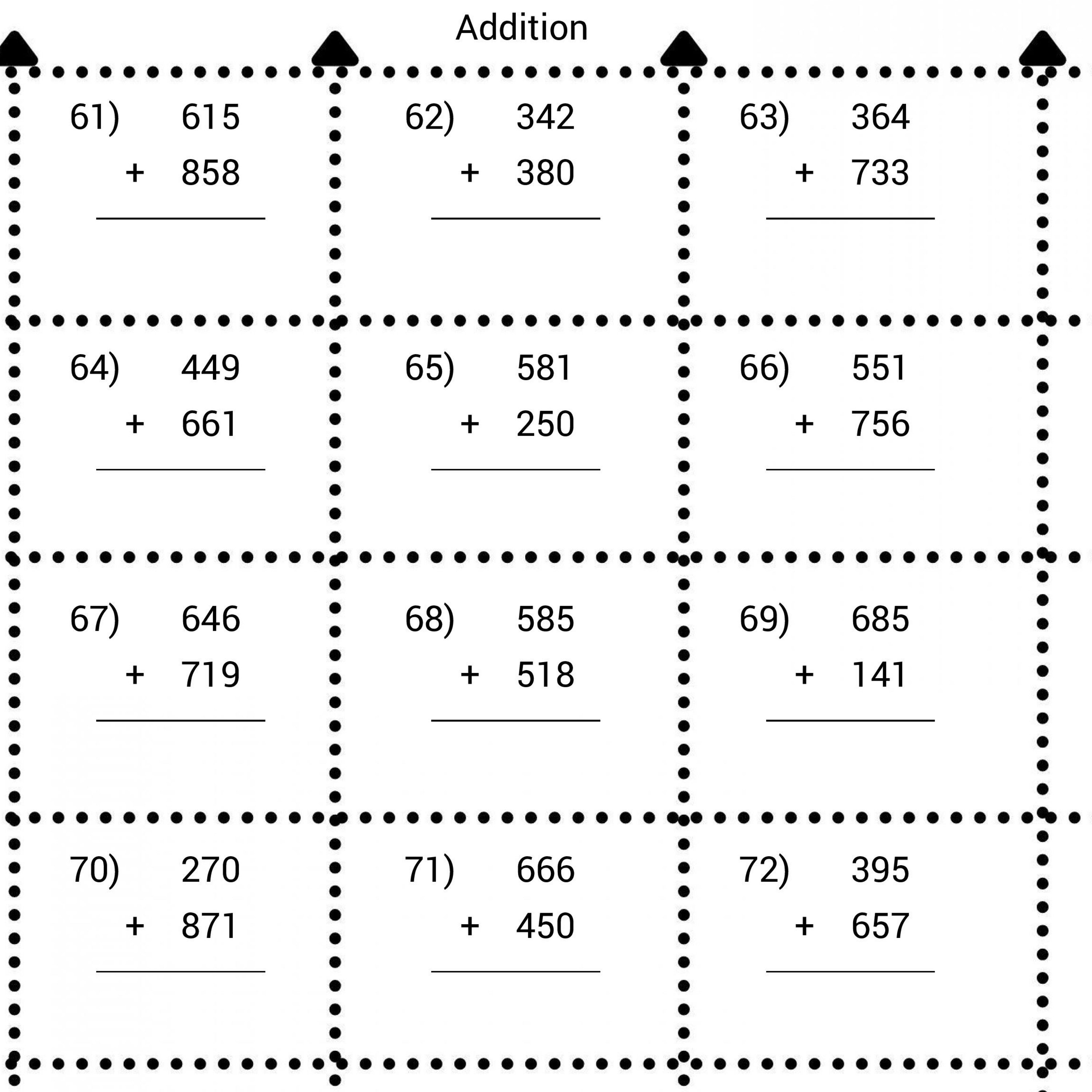 Triple digit math worksheets