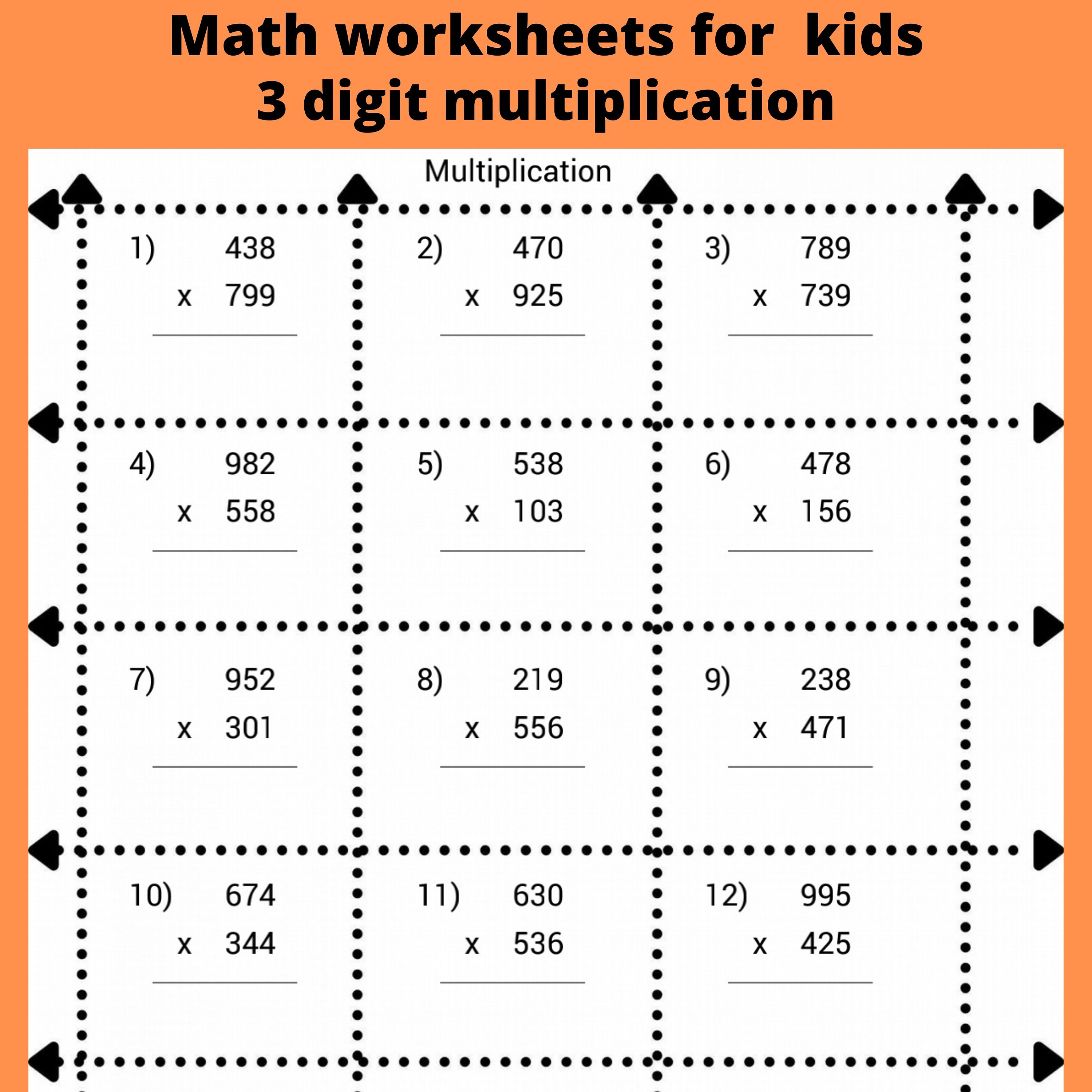 multiplication worksheets for kids 100 printable practice etsy