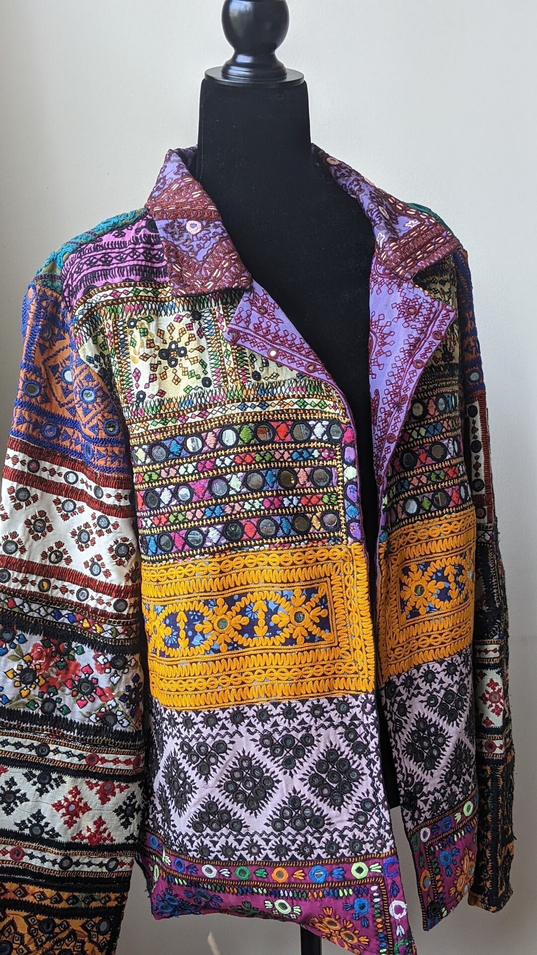 Patchwork Jacket, Handmade Embroidered Bohemian Unisex