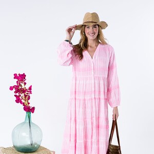 ibiza maxi pink , dobby fabric , dress for woman , summer , Fluor , pink image 2