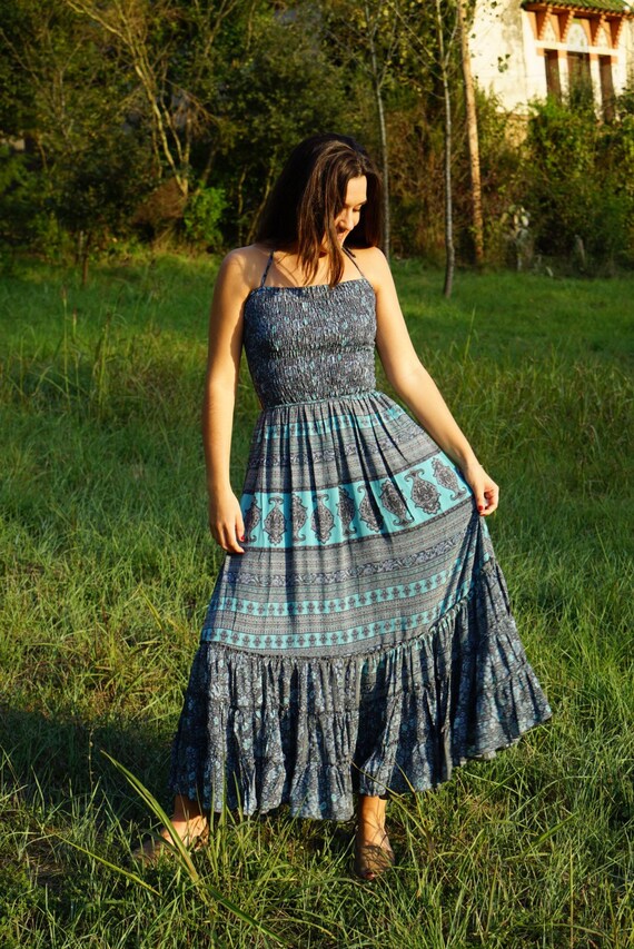 Strap Maxi Woman Blue Free Size Etsy