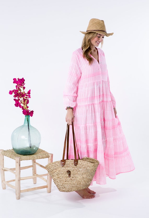 pink ibiza dress Ibiza Sunset Bust Flower Midi Dress Hot Pink