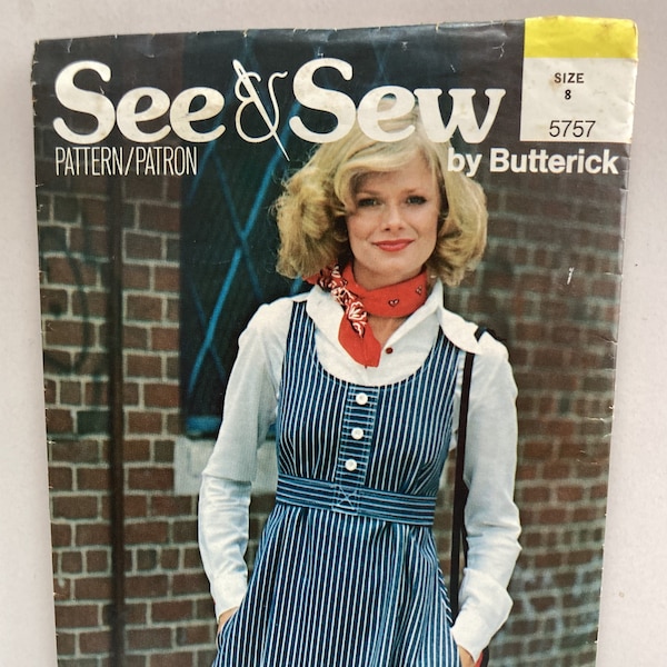 Vintage Butterick Pattern 5757, UNCUT, Size 8, for Misses Jumper, c. 1970's?