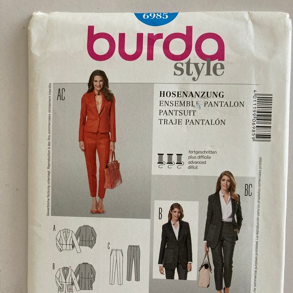 Burda UNCUT Pattern 6985 for Misses Jacket and Pants in Sizes 8—20, c. 2013