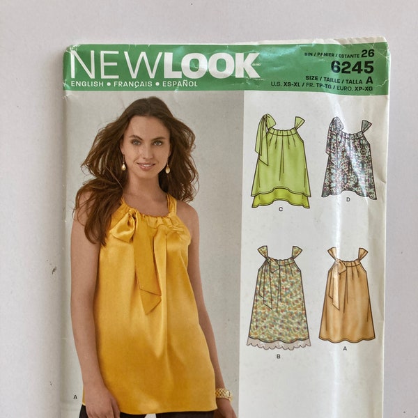 New Look UNCUT Pattern 6245 for Misses Tops, Sizes XS-XL, c. 2013