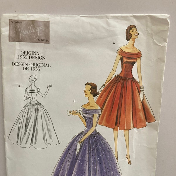 Vogue UNCUT Pattern V1094 for Misses Dress, Original 1955 Design, in Size AA (6-8-10-12), c. 2009