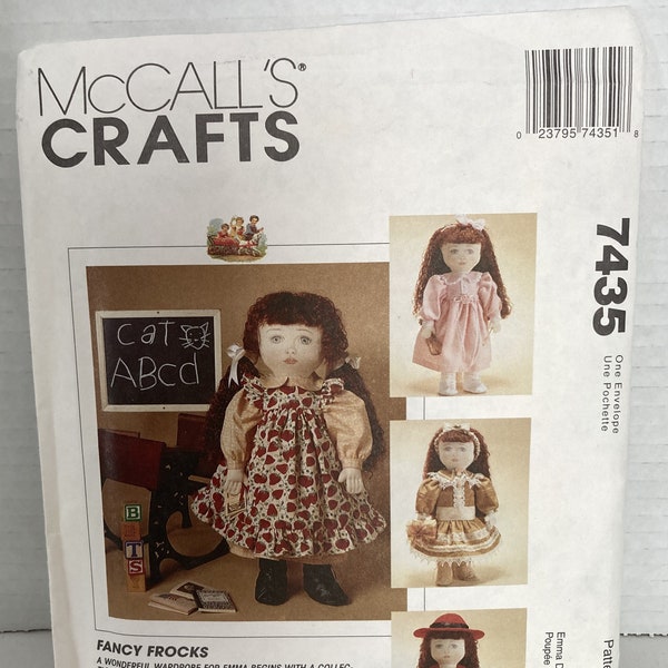 McCall's UNCUT Pattern 7435 for 18” Doll Clothes for Emma (also fit American Girl dolls and others), c. 1995