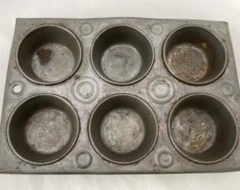 Vintage Small Muffin Pan, Six Cavities, Decorative Item