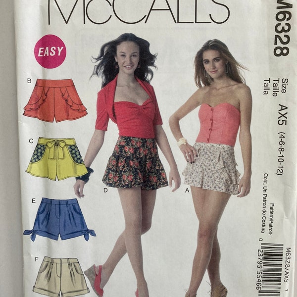 McCall's Pattern M6328, Misses Short, Size AX5 for Sizes 4-6-8-10-12, Copyright 2011